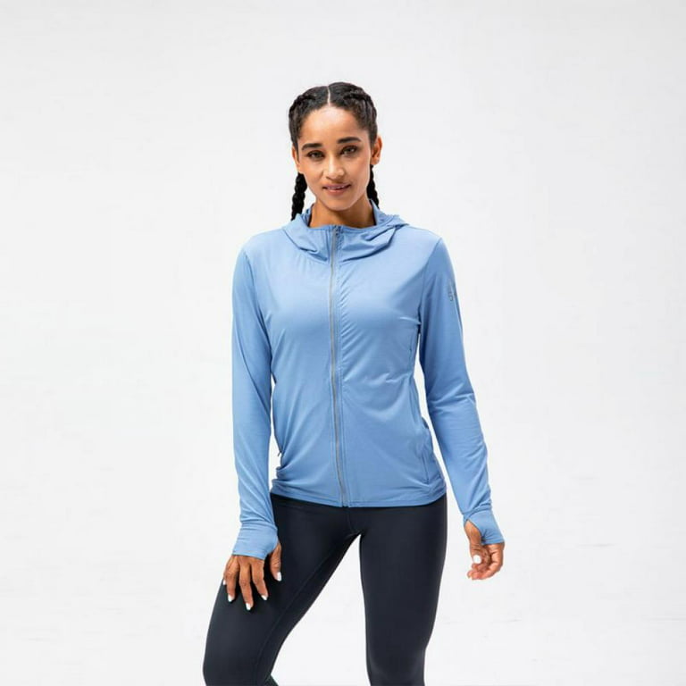 Women's UPF 50+ Sun Protection UV Jacket - Zip Up Hoodie Long Sleeve Hiking Fishing  SPF Performance Shirt with Thumbhole 