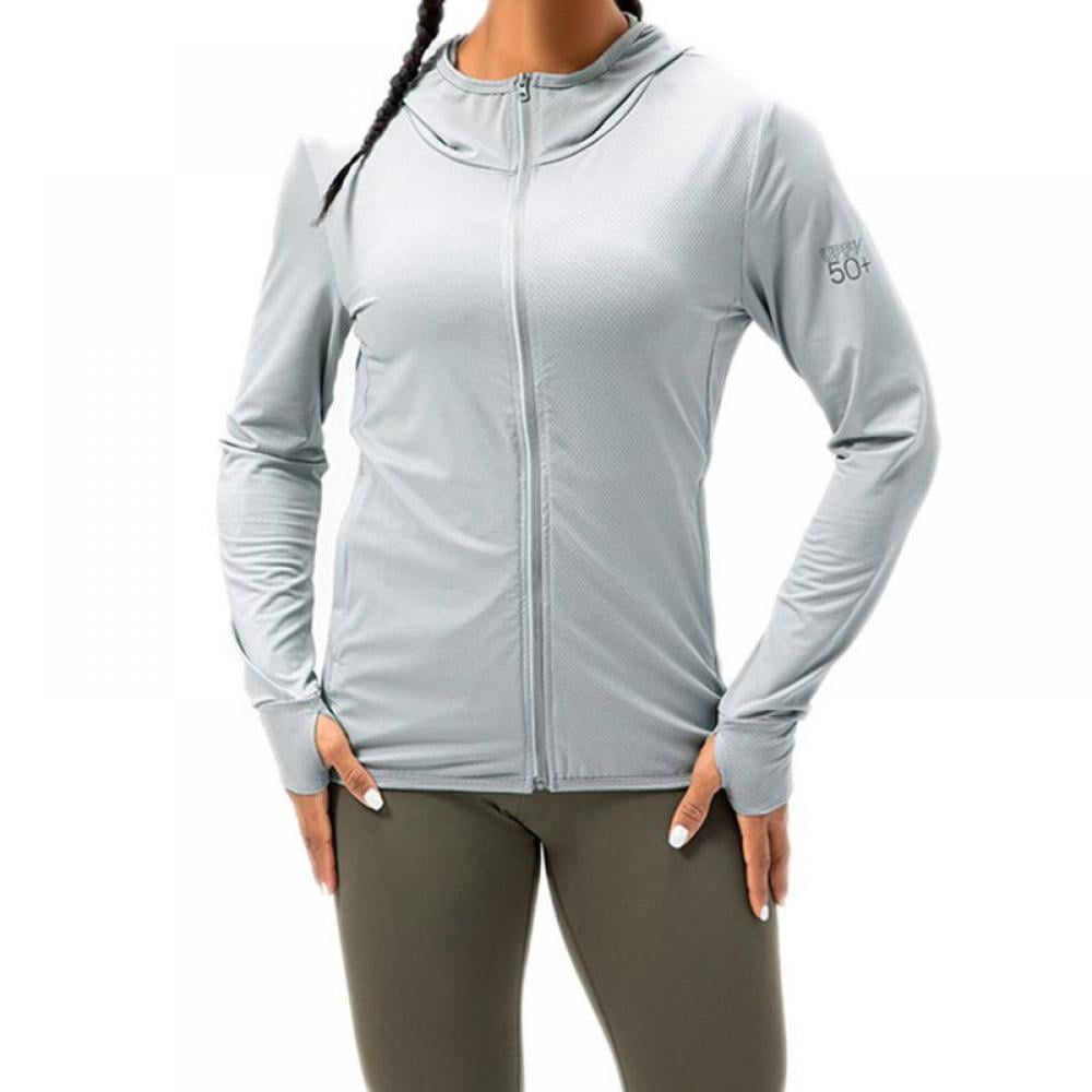 Jack Smith Women's Full Zip Sun Protection Hoodie Jacket Packable UPF 50+ Outdoor Hiking Shirts with Zipper Pockets
