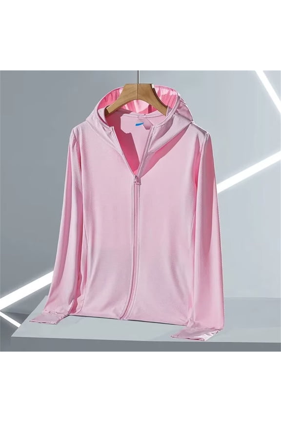 Women's UPF 50+ Sun Protective Hoodie, Zip Front Lightweight Hiking Shirt, Long Sleeve UV Protection Top, Breathable Running Shirt, Casual Sun Hoodie, Outdoor Activewear Red XL