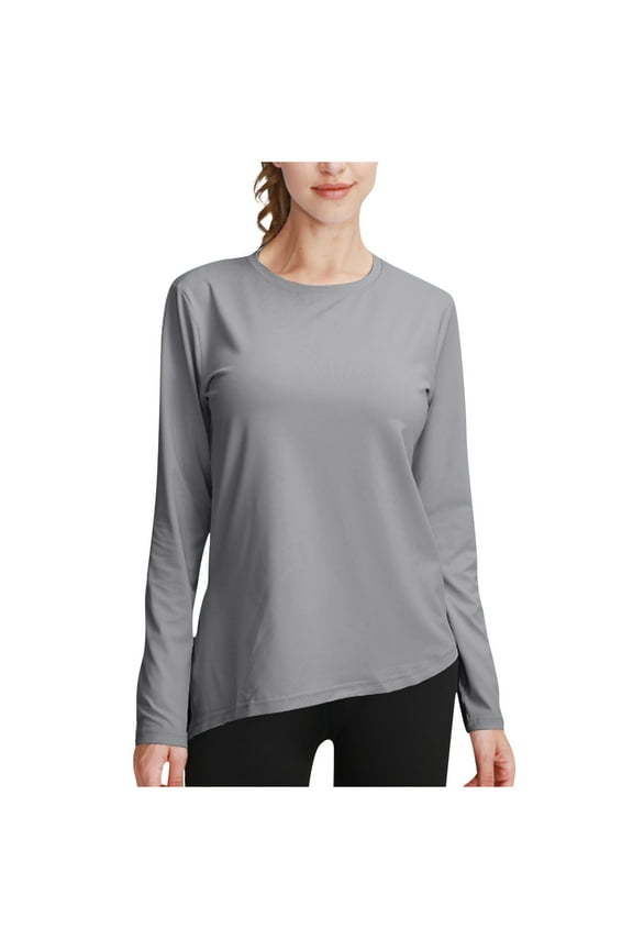 Women's UPF 50+ Sun Shirts Crewneck Long Sleeve UV Protection Quick Dry Yoga Shirts Lightweight Athletic Gym Running Sport T-Shirt