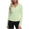 thumbnail image 1 of Women's UPF 50+ Sun Shirts Full-zip Hoodie Crop Jackets Fitted Long Sleeve UV Protection Lightweight Outwear (XL, Mint Green), 1 of 7
