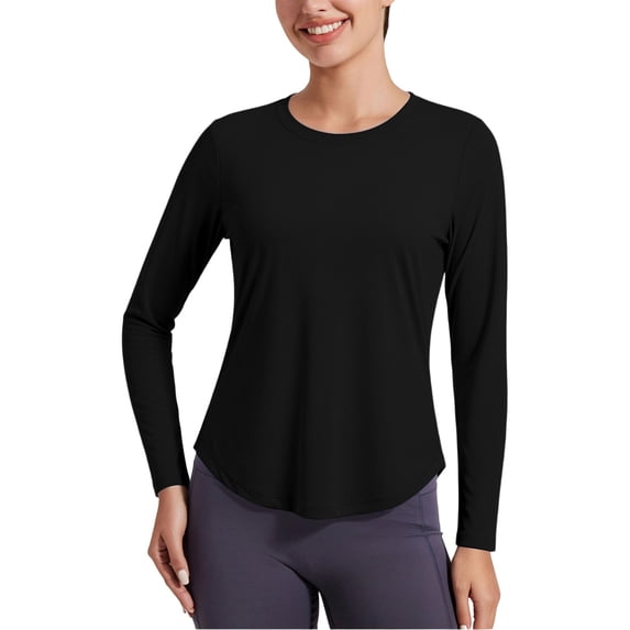 Women's UPF 50+ Sun Tops Long Sleeve UV Protection Shirt Lightweight Quick Dry Workout Hiking Tops Black S