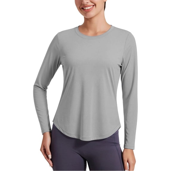 Women's UPF 50+ Sun Tops Long Sleeve UV Protection Shirt Lightweight Quick Dry Workout Hiking Tops Gray M