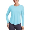 thumbnail image 1 of Women's UPF 50+ Sun Tops Long Sleeve UV Protection Shirt Lightweight Quick Dry Workout Hiking Tops Light Blue L, 1 of 5