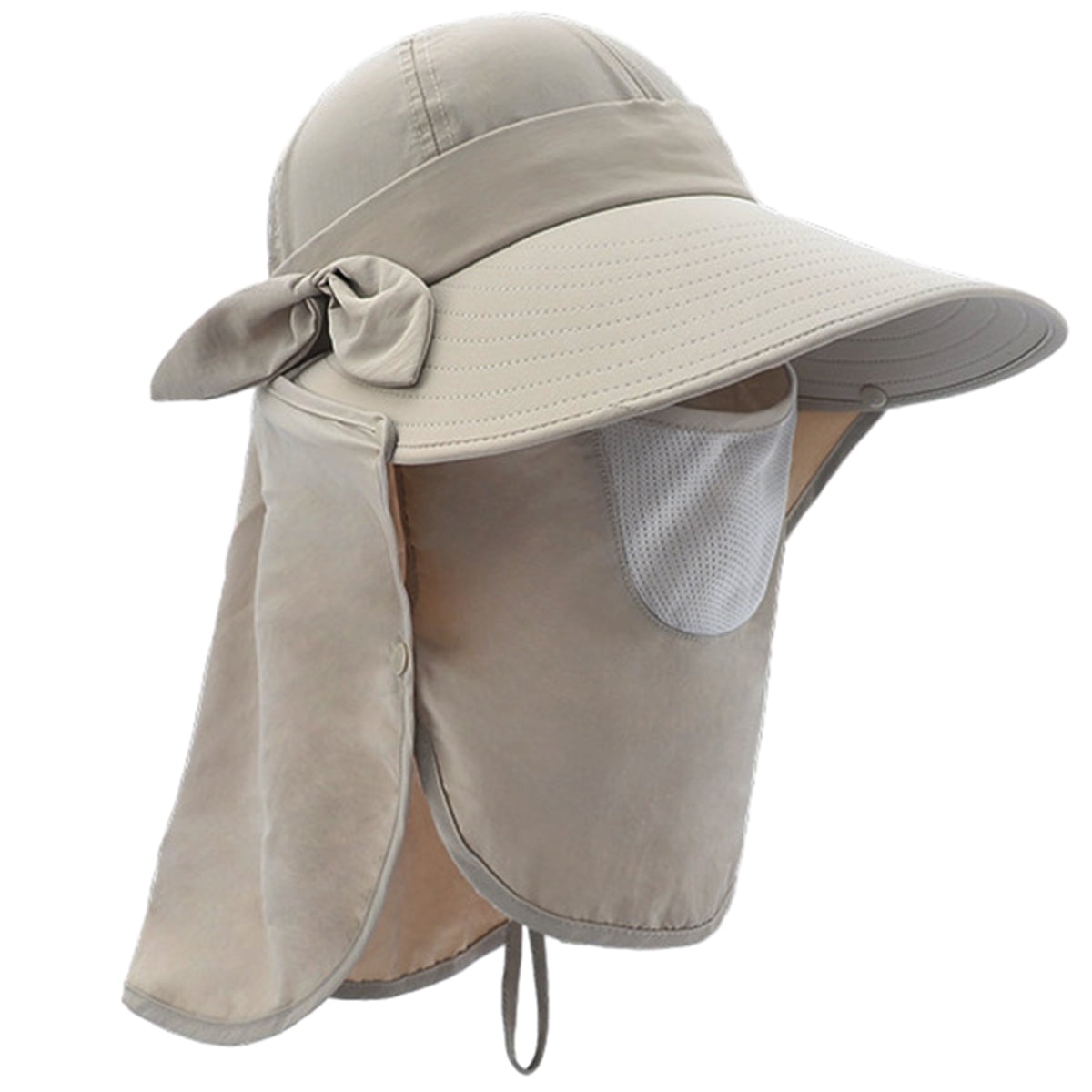 Women's UPF+50 Sun Visor Detachable Flap Hat Foldable Wide Brimmed UV ...
