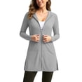thumbnail image 1 of Women's UPF 50+ Swim Cover Up Sun Protection Hoodie Zip Long Jacket SPF Lightweight Beach Cover Ups with Pockets Gray M, 1 of 5
