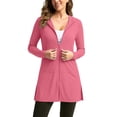 thumbnail image 1 of Women's UPF 50+ Swim Cover Up Sun Protection Hoodie Zip Long Jacket SPF Lightweight Beach Cover Ups with Pockets Watermelon Red S, 1 of 5
