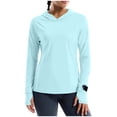 thumbnail image 1 of Women's UPF 50+ Tops Hooded Pullover Tops with Thumb Hole UV Protection Lightweight Sun Hoodie Hiking Quick Dry Outdoor Sweatshirt Upf 50 Long Sleeve Women 2026 Summer Beach Vacation Outfits, 1 of 9