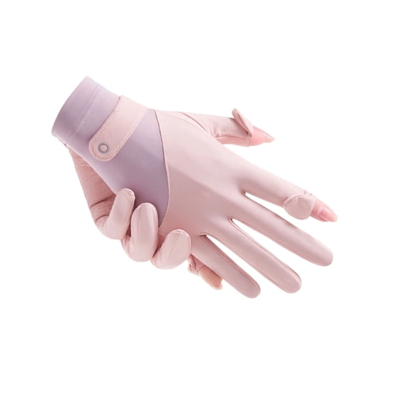 Women's UPF 50+ UV Protection Gloves, Ice Silk Cooling Anti- Touchscreen Gloves, Breathable Driving Hiking Pickleball Gloves with Flip Open Fingertips for Outdoor Sports, Pink