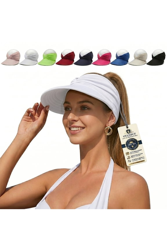 Women's UPF 50+ UV Protection Sun Visor Hat Half Hats Sunscreen Baseball Caps Wide Brim Topless for Women