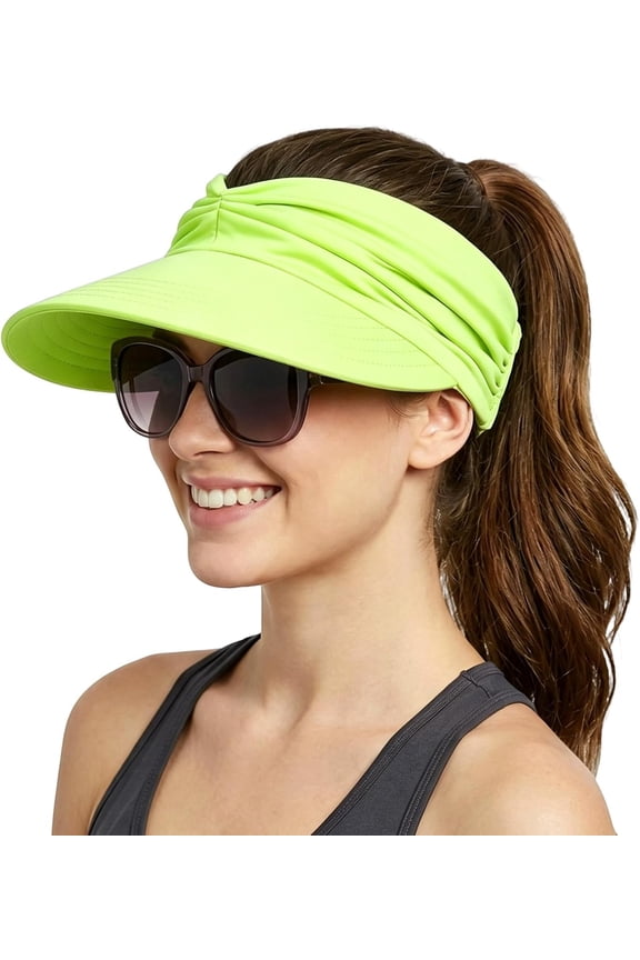 Women‘s UPF 50 UV Protection Sun Visor Hat – Wide Brim Lightweight Ponytail Hat for Beach Outdoor, Foldable, Gorras para Mujer