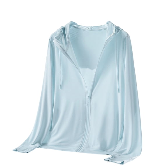 Women's UPF 50+ UV Sun Protection Clothing Zip Up Lightweight Hoodie Hiking Sun Shirt Sky Blue 4XL