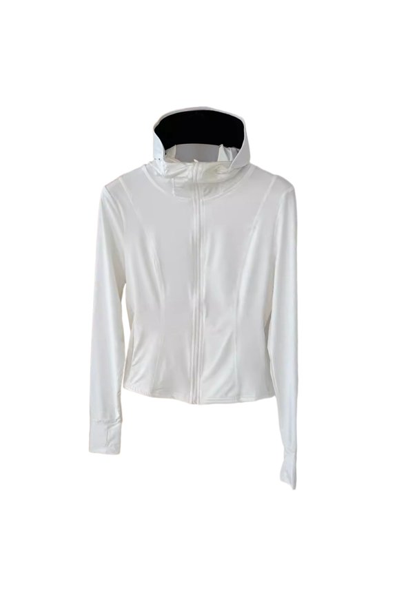 Women's UPF 50+ UV Sun Protection Jacket Hooded Sun Shirt Lightweight Hiking Fishing Summer Clothing White M