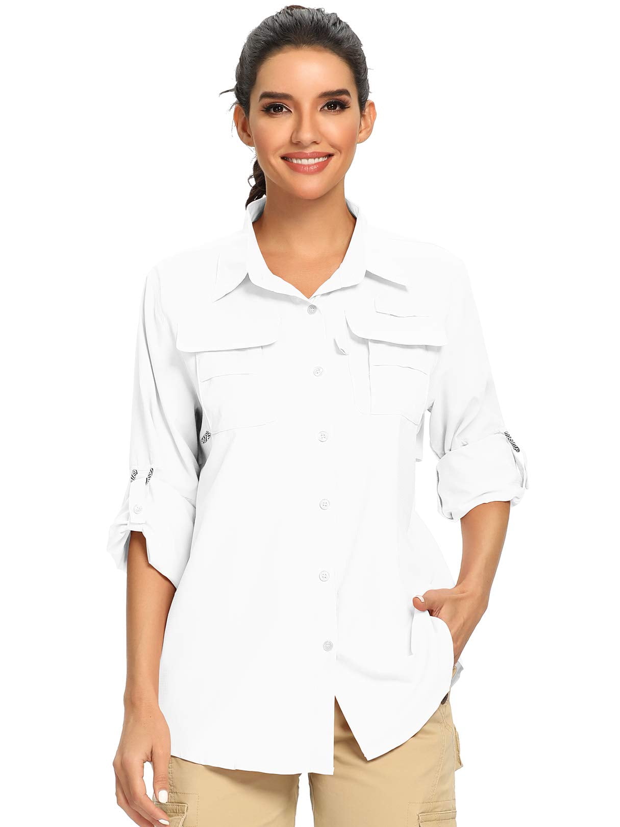Anteef Women's UPF 50+ Long Sleeve UV Sun Protection Safari Shirt, Quick  Dry SPF Hiking Fishing Breathable Shirts, Light Gray, X-Small : :  Clothing, Shoes & Accessories