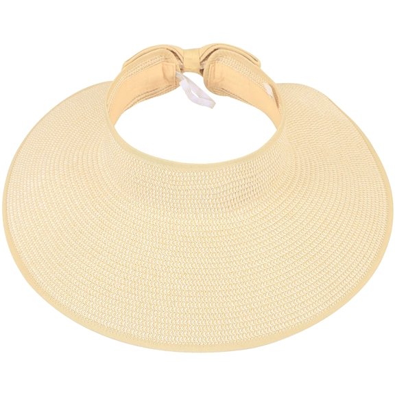 Women's UPF 50+ Wide Brim Roll-up Straw Sun Hat Sun Visor