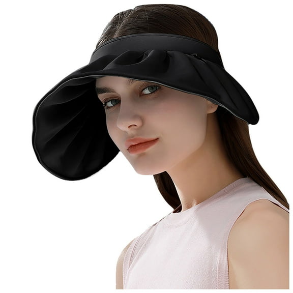 Women's UPF 50  Wide Brim Sun Hat with Face Cover, Foldable Beach Cycling Hat for Summer Outdoor Travel, Adjustable Sun Protection Cap for Beach Vacations and Cycling