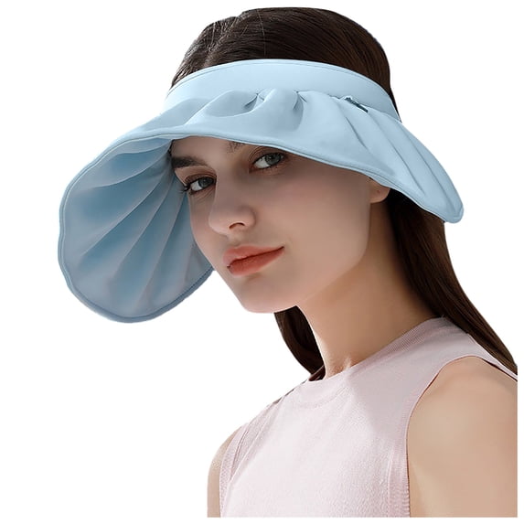 Women's UPF 50+ Wide Brim Sun Hat with Face Cover, Foldable Beach Cycling Hat for Summer Outdoor Travel, Adjustable Sun Protection Cap for Beach Vacations and Cycling