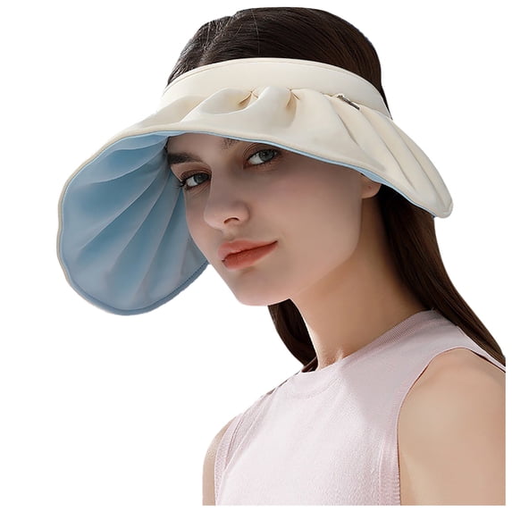 Women's UPF 50+ Wide Brim Sun Hat with Face Cover, Foldable Beach Cycling Hat for Summer Outdoor Travel, Adjustable Sun Protection Cap for Beach Vacations and Cycling