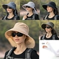 thumbnail image 1 of Women's UPF 50+ Wide Brim Sun Hat with Ponytail Hole Hiking Hunting Cap with Neck Cover/Black, 1 of 8