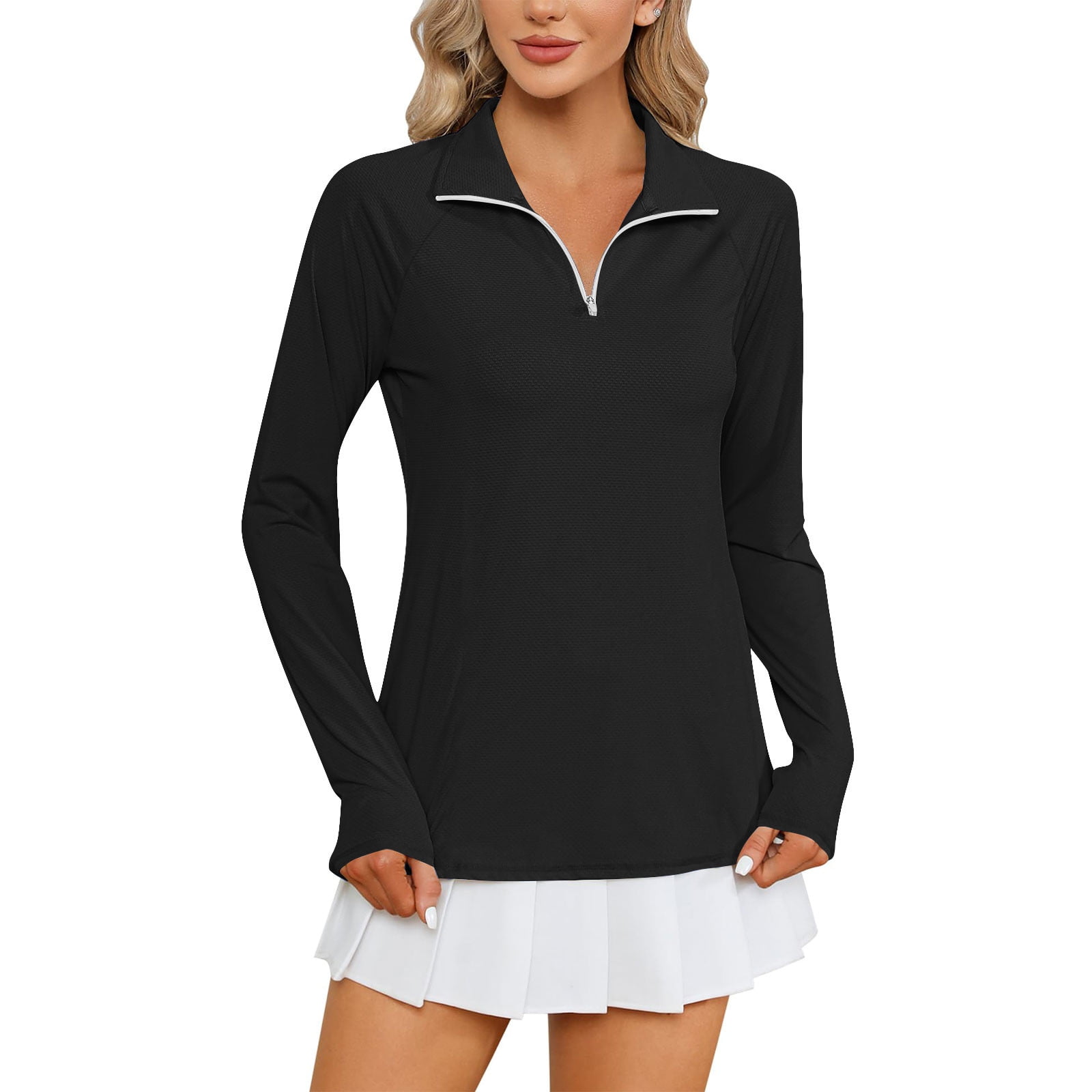 Women's UPF50+ Shirts Long Sleeve 1/4 Zip UV Sun Protection