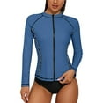 thumbnail image 1 of Women's UPF 50+ Zipper Rash Guard, Water Surfing Long Sleeve Swimsuit, UV/Sun Protection Swim Shirts Wetsuit Top, 1 of 6
