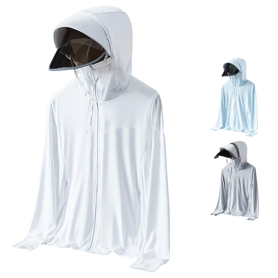 Women's UPF50+ Ice Silk Sun Clothing Women's Summer Outdoor Cycling Hat Brim Sun Clothing Jacket Sweaters for Work XXL