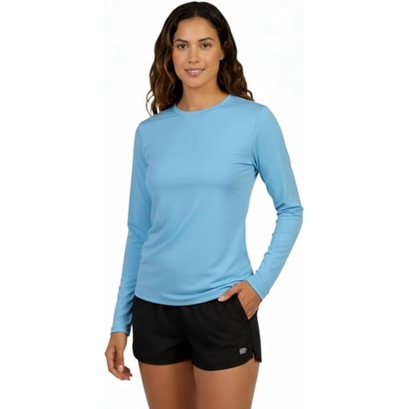 InGear Women's Long Sleeve UV Protection Rash Guard Swim Shirt, Quick-Dry, Moisture-Wicking, Blue, Small