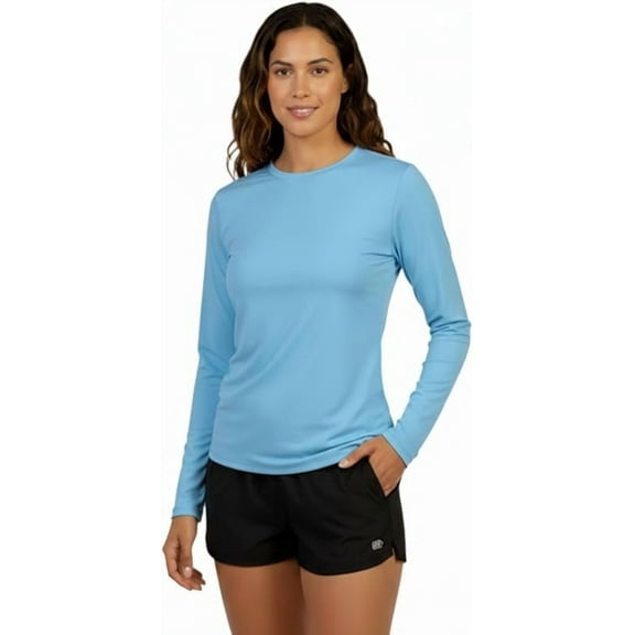 InGear Women's Long Sleeve UV Protection Rash Guard Swim Shirt, Quick-Dry, Moisture-Wicking, Blue, Small