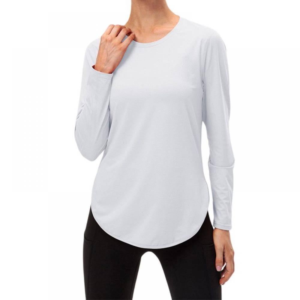 Women's UPF50+ Sun Protection Long Sleeve T-Shirt Athletic Top Hiking  Runing Fishing Performance Shirts Hem Split Yoga Tee, Loose Fit