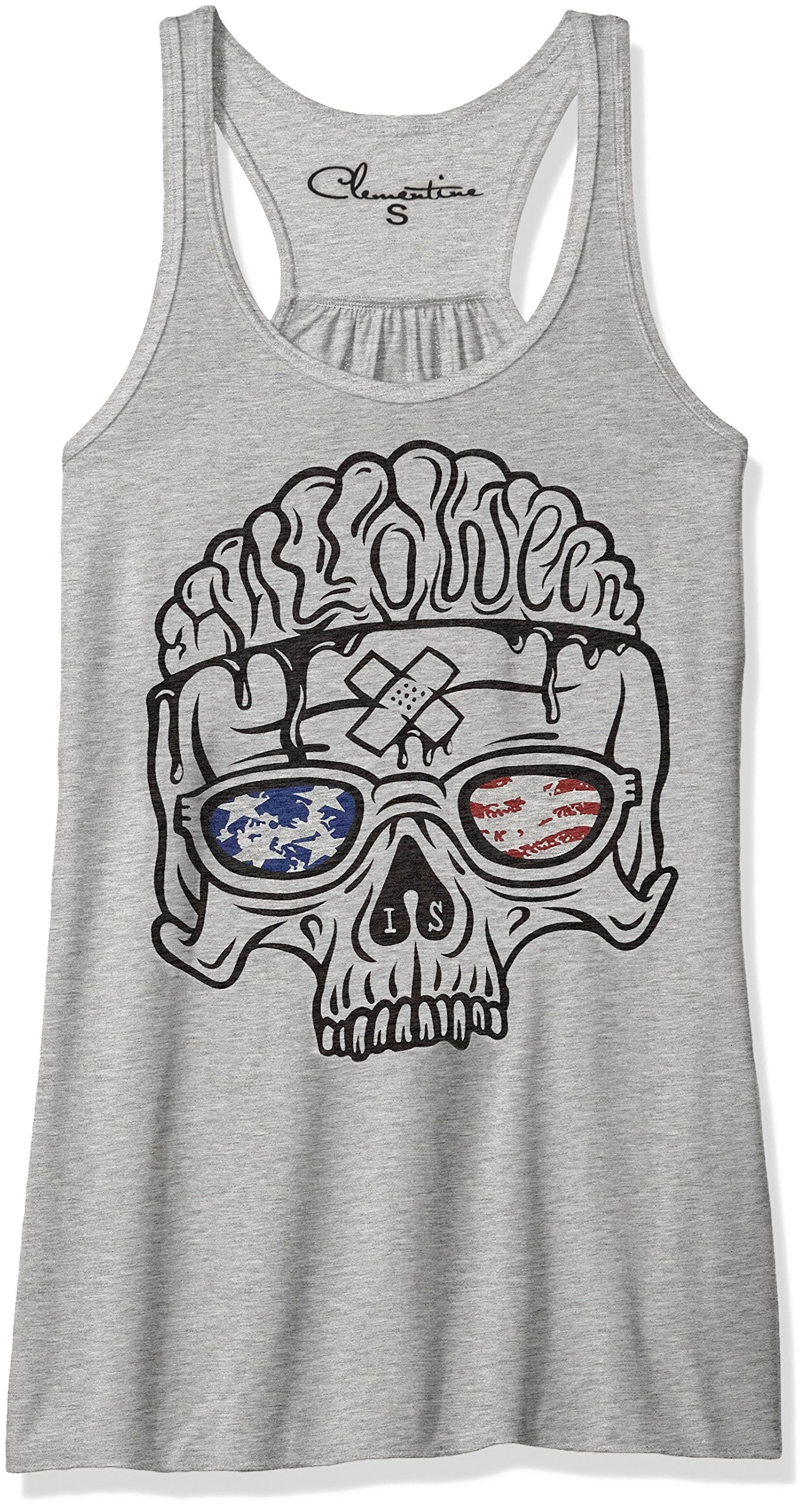 Women's US Skull Printed Flowy Racerback Tank Top