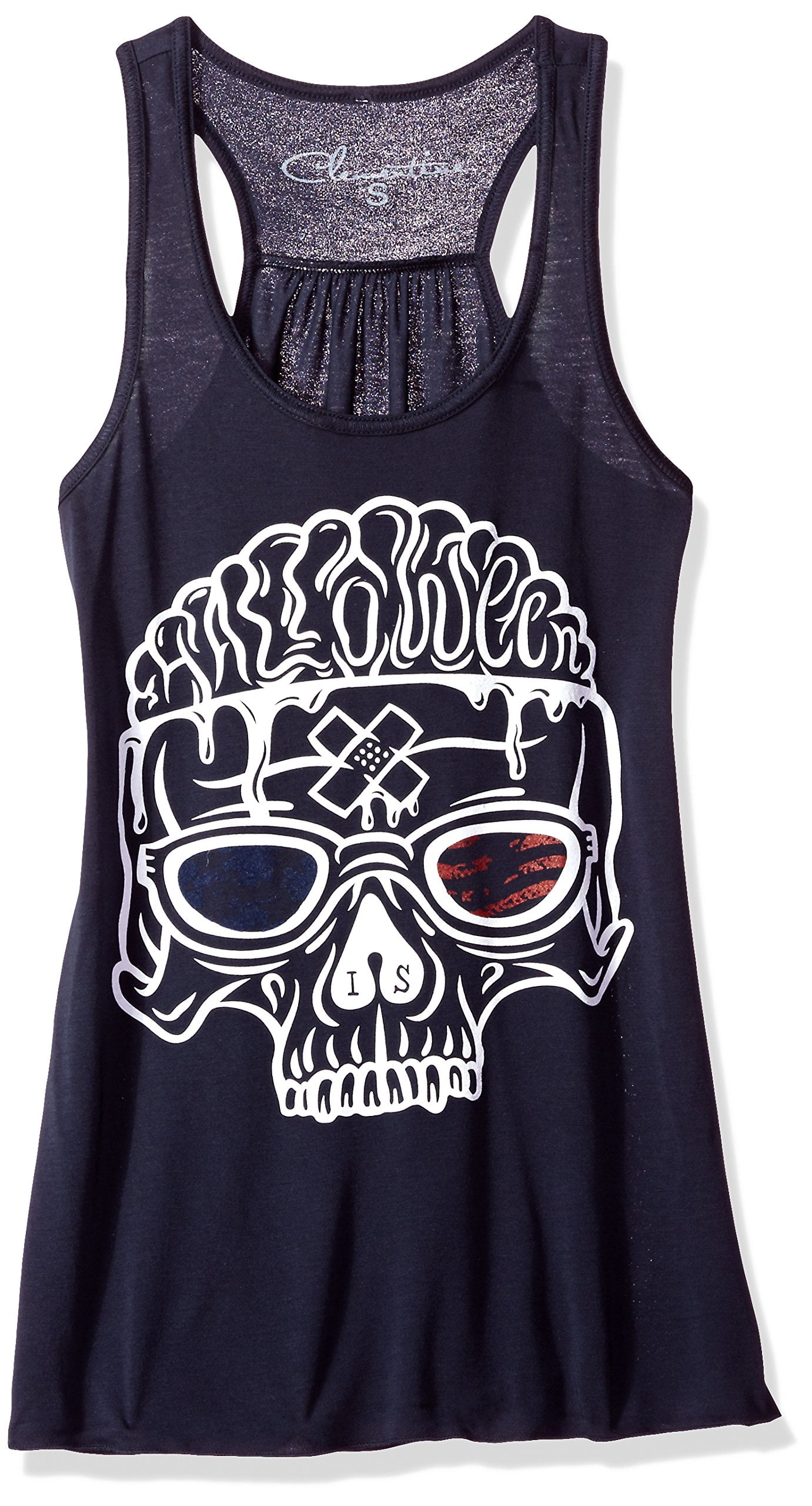 Women's US Skull Printed Flowy Racerback Tank Top