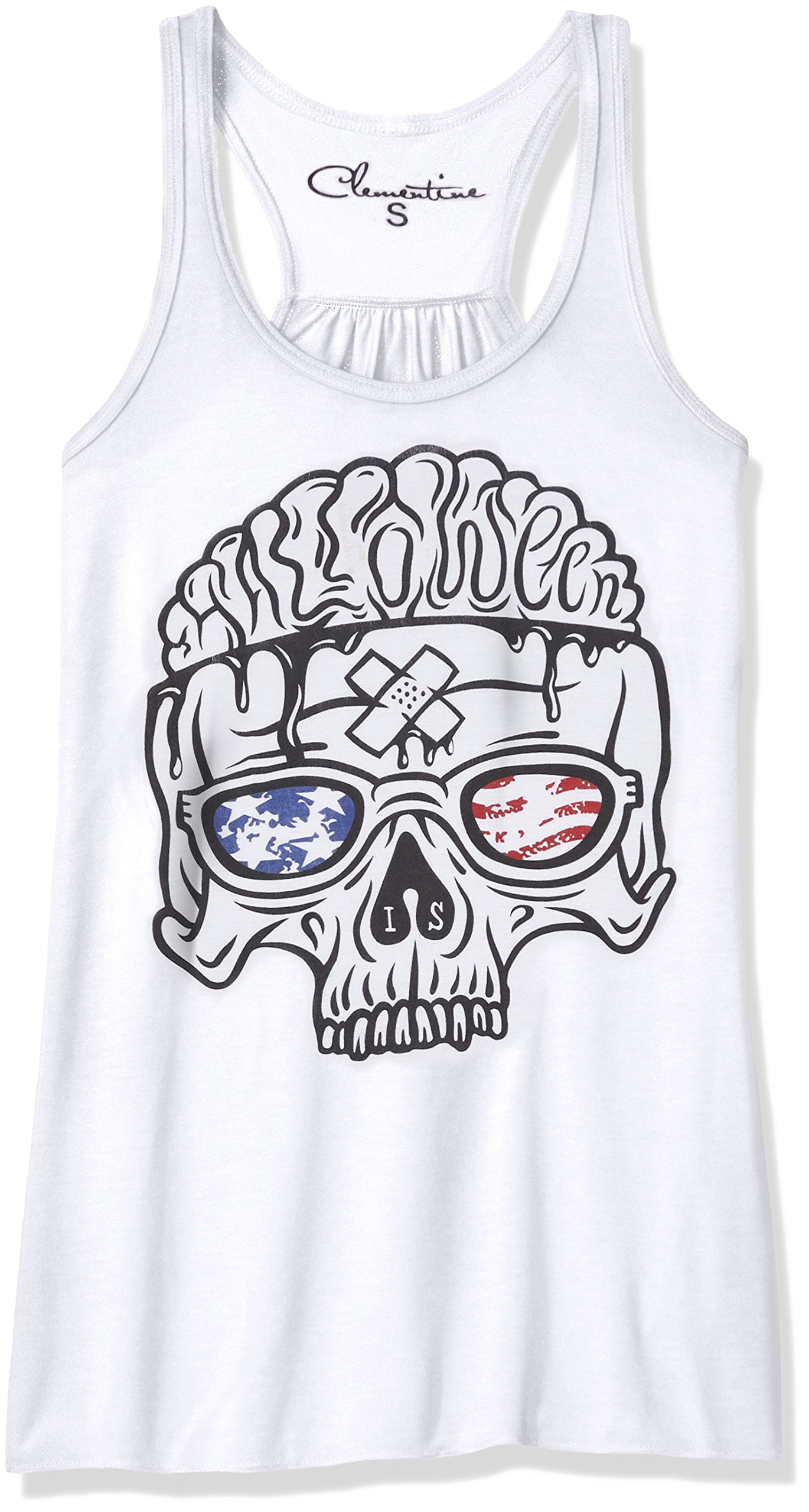Women's US Skull Printed Flowy Racerback Tank Top