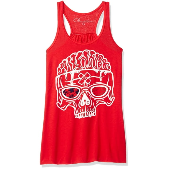 Women's US Skull Printed Flowy Racerback Tank Top