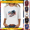 thumbnail image 1 of Women's USA 250th Anniversary Fashion Printed 3/4 Sleeve Top, Casual Round Neck Pullover T-Shirt, Lightweight Soft Summer Blouse, Spring Daily Wear, Plus Size S-4XL, 1 of 7