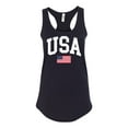thumbnail image 1 of Women's USA American Flag Patriotic Fourth of July Independence Day Racerback Tank Top Graphic Tee-Black-small, 1 of 4