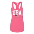 thumbnail image 1 of Women's USA American Flag Patriotic Fourth of July Independence Day Racerback Tank Top Graphic Tee-Hot Pink-xxl, 1 of 4