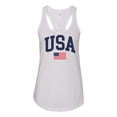 thumbnail image 1 of Women's USA American Flag Patriotic Fourth of July Independence Day Racerback Tank Top Graphic Tee-White-small, 1 of 4