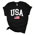 thumbnail image 1 of Women's USA American Flag Patriotic Fourth of July Independence Day Short Sleeve T-shirt Graphic Tee Graphic Tee-Black-large, 1 of 4