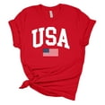 thumbnail image 1 of Women's USA American Flag Patriotic Fourth of July Independence Day Short Sleeve T-shirt Graphic Tee Graphic Tee-Red-xxxl, 1 of 4