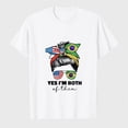 thumbnail image 1 of Women’s USA Brazil Flag Messy Bun Graphic T-Shirt, Patriotic Bow Print Short Sleeve Casual Summer Tee, 1 of 8