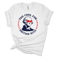 thumbnail image 1 of Women's USA Too Cool For British Rule George Washington Patriotic Fourth of July Independence Day Short Sleeve T-shirt Graphic Tee Graphic Tee-White-medium, 1 of 4