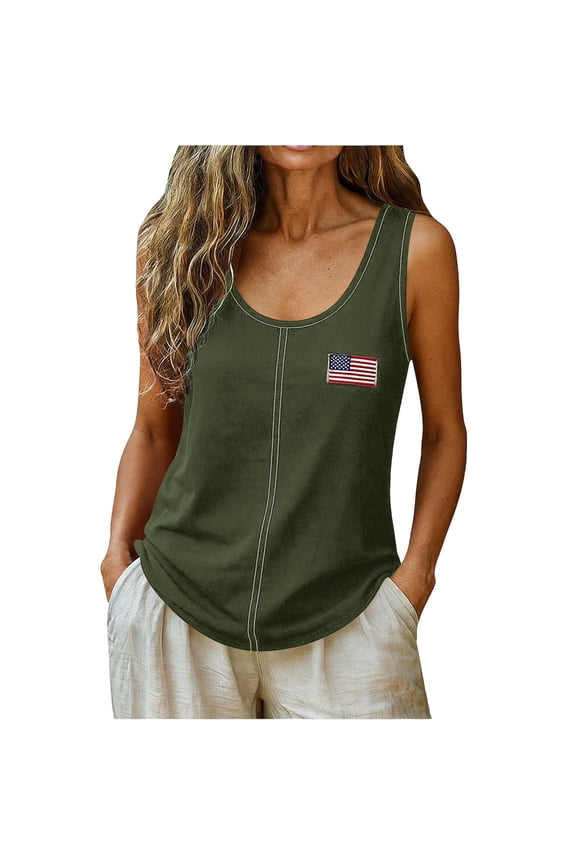 Women's USA Flag Boxy Tank Tops Vintage Patriotic 250th Anniversary of United States Sleeveless Shirts July 4th
