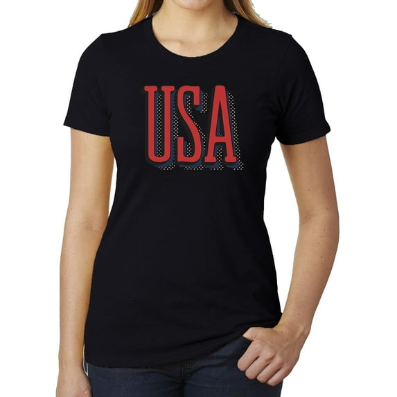 Women's USA Patriot T-shirts, 4th of July Shirts, Women's Graphic Tees - Black MH200WPATRIOT S24 2XL