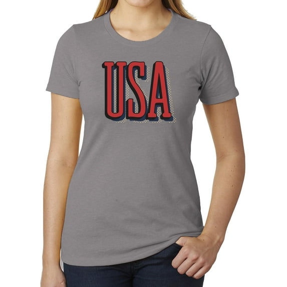 Women's USA Patriot T-shirts, 4th of July Shirts, Women's Graphic Tees - Heather Grey MH200WPATRIOT S24 S
