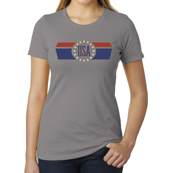 Women's USA Shirts, Patriotic Shirts, Ladies Graphic T-shirts - Heather Grey MH200WPATRIOT S23 XS