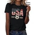 thumbnail image 1 of Women's USA Soccer T-Shirt Patriotic American Flag Graphic Tee Retro Sporty Casual Short Sleeve Top, 1 of 6