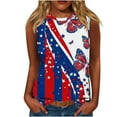 thumbnail image 1 of Women's USA Stars Stripes Tank Top Summer Loose Fit Round Neck Butterfly Print T-Shirt Patriotic Sleeveless Independence Day Tops Multicolor, 1 of 5