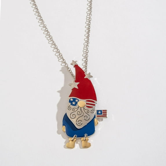 Women's USA Themed Gnome Pendant Necklace by Howard's