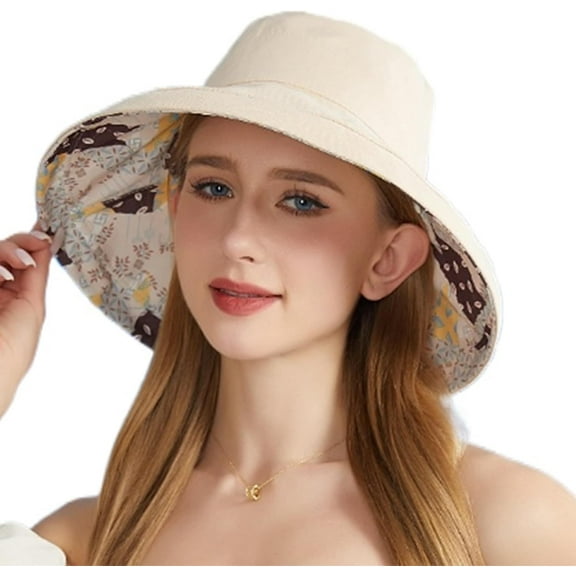 Women's UV Protection Wide Brim Sun Hat Packable Reversible Bucket Summer Beach Cap