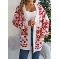 thumbnail image 1 of Women's Ugly Christmas Cardigans Sweater with Pockets Heart Pattern Xmas Knit Cardigan Reindeer Open Front Knitwear, 1 of 7